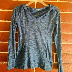 Blue athletic top w/ hood